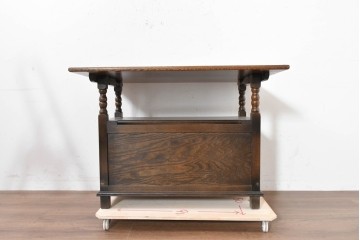 イギリスアンティーク　1940年頃　オーク材　ベンチ・収納・テーブルの3役をこなすモンクスベンチ　(R-090481)