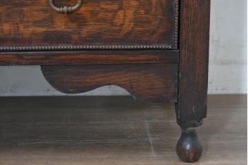 イギリスアンティーク　1930年頃　オーク材　玉状のモールディングが印象的な4段チェスト　(R-090450)