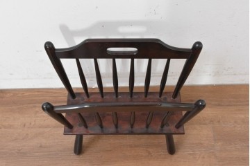 中古　希少な廃番品　松本民芸家具　すらりとした縦桟が美しいA型マガジンラック　(R-090493)
