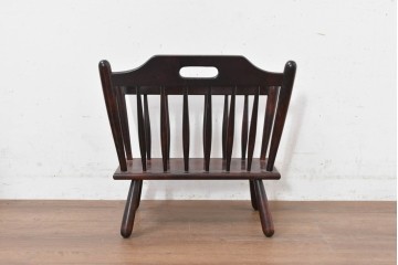 中古　希少な廃番品　松本民芸家具　すらりとした縦桟が美しいA型マガジンラック　(R-090493)