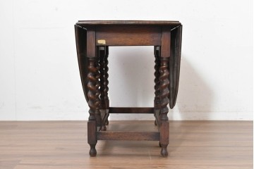 イギリスアンティーク　1920年頃　オーク材　ツイストレッグが印象的なゲートレッグ(バタフライ)テーブル　(R-090494)
