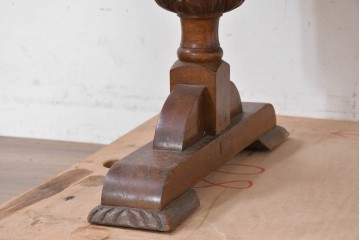 イギリスヴィンテージ　1950年頃　オーク材　バルボスレッグの重厚さが魅力のドローリーフテーブル　(R-090495)