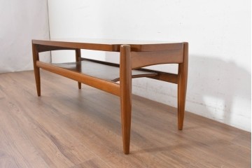 和製ヴィンテージ　昭和後期　希少品!　maruni(マルニ木工)　オールドマルニ(孔雀マーク)　細身の脚と丸みのある天板が軽やかなローテーブル　(R-090496)