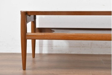 和製ヴィンテージ　昭和後期　希少品!　maruni(マルニ木工)　オールドマルニ(孔雀マーク)　細身の脚と丸みのある天板が軽やかなローテーブル　(R-090496)