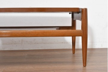 和製ヴィンテージ　昭和後期　希少品!　maruni(マルニ木工)　オールドマルニ(孔雀マーク)　細身の脚と丸みのある天板が軽やかなローテーブル　(R-090496)