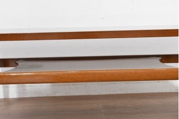 和製ヴィンテージ　昭和後期　希少品!　maruni(マルニ木工)　オールドマルニ(孔雀マーク)　細身の脚と丸みのある天板が軽やかなローテーブル　(R-090496)