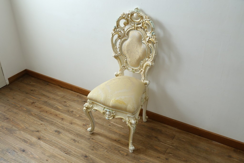 中古　SILIK(シリック)　繊細な装飾が気品あふれるロココ調チェア　定価約41万円　(R-090525)