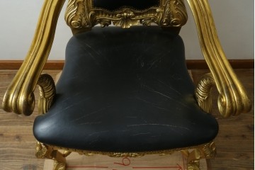 中古　本革(レザー)　横浜家具取り扱い　Camerin(カメリン)　Baroque(バロック)シリーズ　1011　重厚感漂う大型ハイバックアームチェア　定価約75万円　(R-090526)