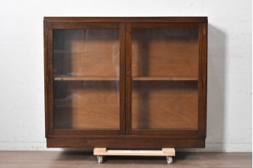 イギリスヴィンテージ　1960年頃　本箱におすすめ!　シンプルデザインのガラスキャビネット　(R-090529)