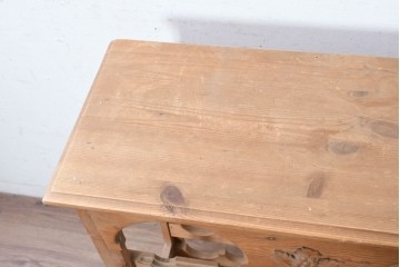 イギリスアンティーク　1940年から1950年頃　パイン材　葡萄モチーフの彫刻を施したワインラック　(R-090544)