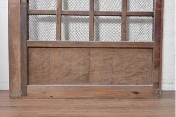 アンティーク建具　明治から大正期　素朴で味わい深い金網入りきつね格子蔵戸1枚　(R-090561)