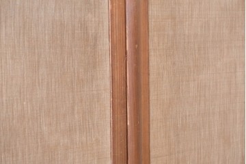 和製アンティーク　昭和初期　上手物!!　大正ロマン　草花と尾長鳥を描いた片面ふすまの幅広板戸2枚セット　(R-090564)
