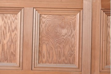 和製アンティーク　昭和初期　上手物!!　大正ロマン　草花と尾長鳥を描いた片面ふすまの幅広板戸2枚セット　(R-090565)