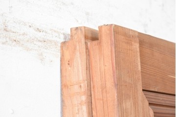 和製アンティーク　昭和初期　上手物!!　大正ロマン　草花と尾長鳥を描いた片面ふすまの幅広板戸2枚セット　(R-090565)