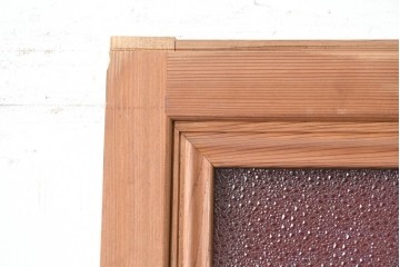アンティーク建具　大正から昭和初期　高級品　大正ロマン　色ガラスと鏡を配した作りの良い幅広の引き戸1枚　(R-090566)