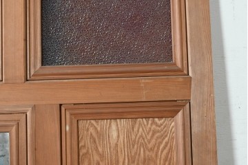 アンティーク建具　大正から昭和初期　高級品　大正ロマン　色ガラスと鏡を配した作りの良い幅広の引き戸1枚　(R-090566)