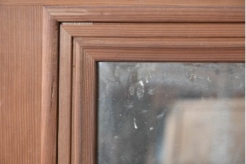 アンティーク建具　大正から昭和初期　高級品　大正ロマン　色ガラスと鏡を配した作りの良い幅広の引き戸1枚　(R-090566)