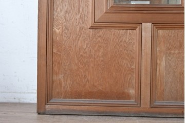アンティーク建具　大正から昭和初期　高級品　大正ロマン　色ガラスと鏡を配した作りの良い幅広の引き戸1枚　(R-090566)