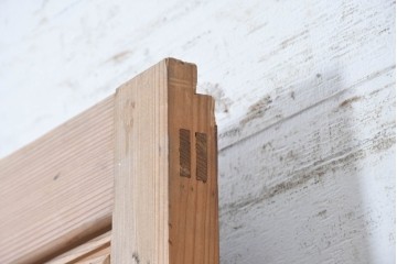 アンティーク建具　大正から昭和初期　高級品　大正ロマン　色ガラスと鏡を配した作りの良い幅広の引き戸1枚　(R-090566)
