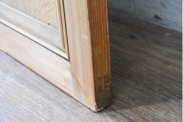 アンティーク建具　大正から昭和初期　高級品　大正ロマン　色ガラスと鏡を配した作りの良い幅広の引き戸1枚　(R-090566)