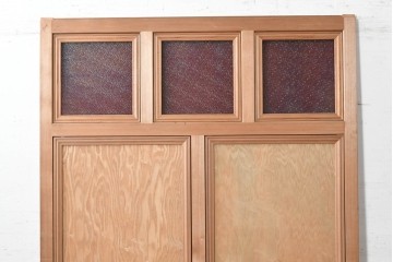 アンティーク建具　大正から昭和初期　大正ロマン　色ガラスがレトロな作りの良い幅広引き戸1枚　(R-090567)