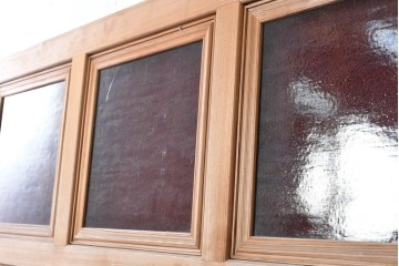アンティーク建具　大正から昭和初期　大正ロマン　色ガラスがレトロな作りの良い幅広引き戸1枚　(R-090567)