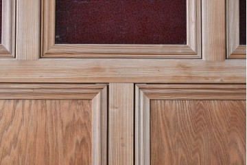 アンティーク建具　大正から昭和初期　大正ロマン　色ガラスがレトロな作りの良い幅広引き戸1枚　(R-090567)