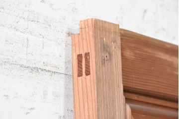 アンティーク建具　大正から昭和初期　大正ロマン　色ガラスがレトロな作りの良い幅広引き戸1枚　(R-090567)
