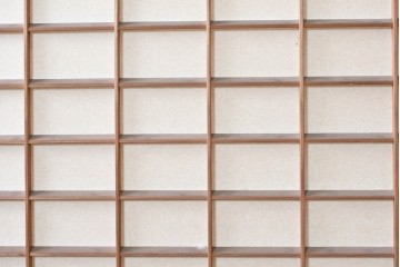 ヴィンテージ建具　昭和中期　幅広　細かな格子組が上品な猫間障子戸2枚セット　(R-090568)