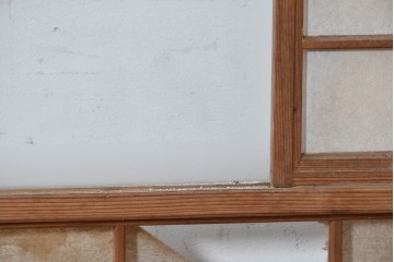 ヴィンテージ建具　昭和中期　幅広　細かな格子組が上品な猫間障子戸2枚セット　(R-090568)