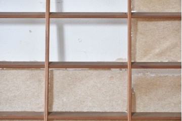 ヴィンテージ建具　昭和中期　幅広　細かな格子組が上品な猫間障子戸2枚セット　(R-090569)