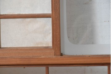 ヴィンテージ建具　昭和中期　幅広　細かな格子組が上品な猫間障子戸2枚セット　(R-090569)