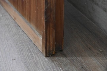 ヴィンテージ建具　昭和中期　幅広　細かな格子組が上品な猫間障子戸2枚セット　(R-090569)