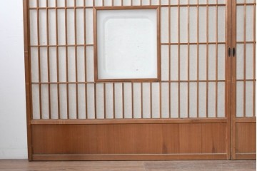 アンティーク建具　昭和初期　幅広　やわらかな光を取り込む額入り障子戸2枚セット　(R-090570)