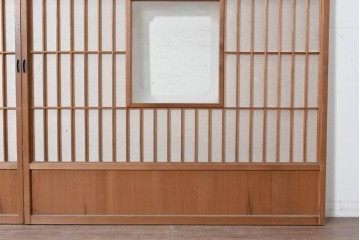 アンティーク建具　昭和初期　幅広　やわらかな光を取り込む額入り障子戸2枚セット　(R-090570)