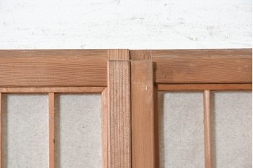 アンティーク建具　昭和初期　幅広　やわらかな光を取り込む額入り障子戸2枚セット　(R-090570)