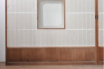 アンティーク建具　昭和初期　幅広　やわらかな光を取り込む額入り障子戸2枚セット　(R-090570)