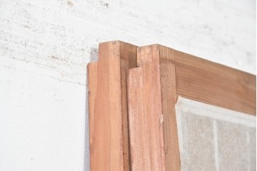 アンティーク建具　昭和初期　幅広　やわらかな光を取り込む額入り障子戸2枚セット　(R-090570)