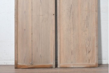 アンティーク建具　昭和初期　幅狭　横桟がアクセントを添える素朴な引き戸2枚セット　(R-090571)