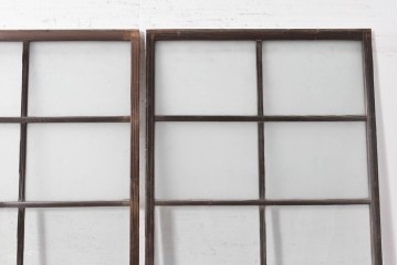 和製ヴィンテージ　昭和中期　素朴な木の風合いと格子が特徴のガラス戸3枚セット　(R-090572)