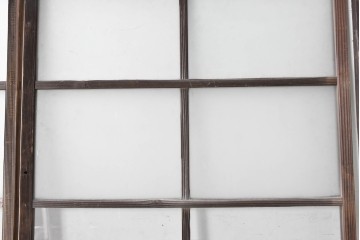 和製ヴィンテージ　昭和中期　素朴な木の風合いと格子が特徴のガラス戸3枚セット　(R-090572)