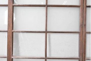 和製ヴィンテージ　昭和中期　素朴な木の風合いと格子が特徴のガラス戸3枚セット　(R-090572)