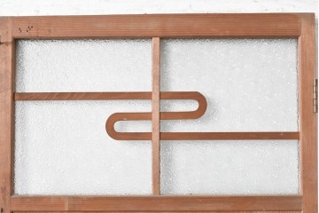 ヴィンテージ建具　昭和中期　型板ガラスと曲線意匠がレトロな幅狭のドア1枚　(R-090579)