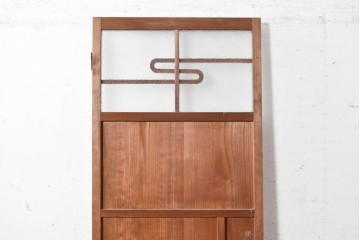 ヴィンテージ建具　昭和中期　型板ガラスと曲線意匠がレトロな幅狭のドア1枚　(R-090579)