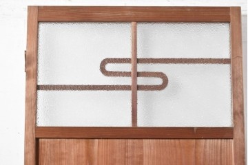 ヴィンテージ建具　昭和中期　型板ガラスと曲線意匠がレトロな幅狭のドア1枚　(R-090579)