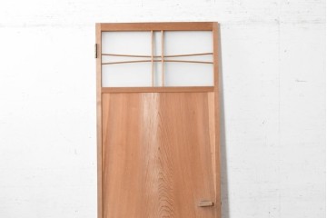 ヴィンテージ建具　昭和中期　幅狭　鏡板一枚板　曲げ木のデザインが印象的なドア1枚　(R-090581)