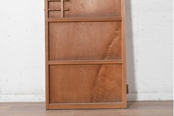 ヴィンテージ建具　昭和中期　幅狭　鏡板一枚板　曲げ木のデザインが印象的なドア1枚　(R-090581)
