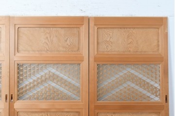 和製ヴィンテージ　昭和後期　高級品!!　繊細な組子細工と木目を楽しめる帯戸4枚セット　(R-090586)