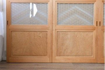 和製ヴィンテージ　昭和後期　高級品!!　繊細な組子細工と木目を楽しめる帯戸4枚セット　(R-090586)