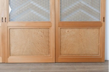 和製ヴィンテージ　昭和後期　高級品!!　繊細な組子細工と木目を楽しめる帯戸4枚セット　(R-090586)